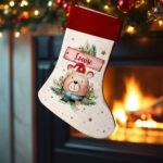 Chaussette de Noël Ours avec Nom personnalisé Vignette de Chaussette de Noël Ours avec Nom personnalisé
