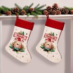 Vignette de Chaussette de Noël Ours avec Nom personnalisé