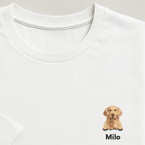 T-shirt avec Illustration Mini de Animal de Compagnie et Nom personnalisé