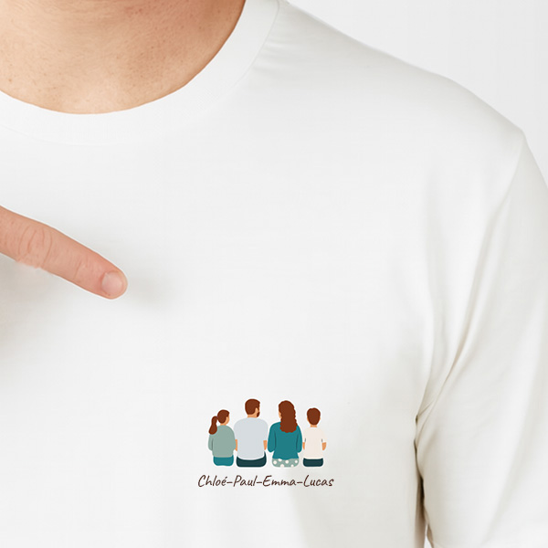 T-shirt Illustré Portrait de Dos avec Texte Personnalisé