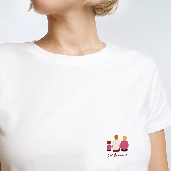 T-shirt Illustré Portrait de Dos avec Texte Personnalisé