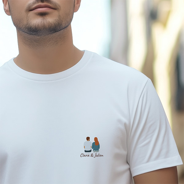 T-shirt Illustré Portrait de Dos avec Texte Personnalisé