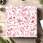 Vignette de Papier Cadeau Motif de Noël avec Prénom Personnalisé