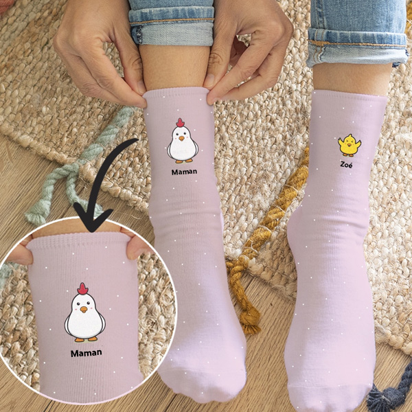 Chaussettes Poussins avec Prénoms personnalisés