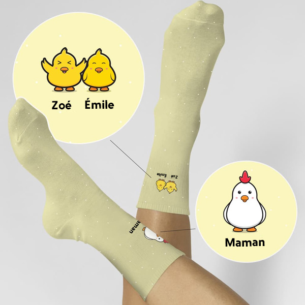 Chaussettes Poussins avec Prénoms personnalisés