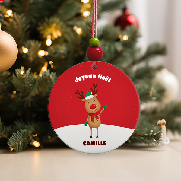 Pack de décorations pour sapin de Noël Rennes avec prénoms personnalisés