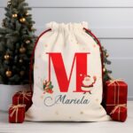 Vignette de Sac de Noël avec Initiale et Prénom personnalisé
