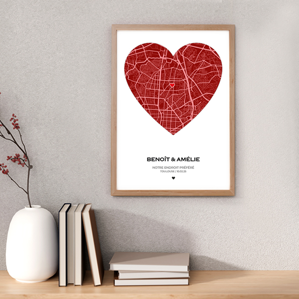 Poster Carte de l’Amour avec Localisation Personnalisée