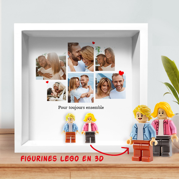 Cadre avec Minifigurines Lego, 6 Photos et Texte Personnalisé