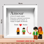 Vignette de Cadre avec Minifigurines Lego Amour avec Texte et Prénoms Personnalisés
