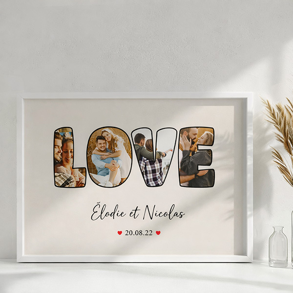 Poster Design LOVE avec Date et Prénoms Personnalisés