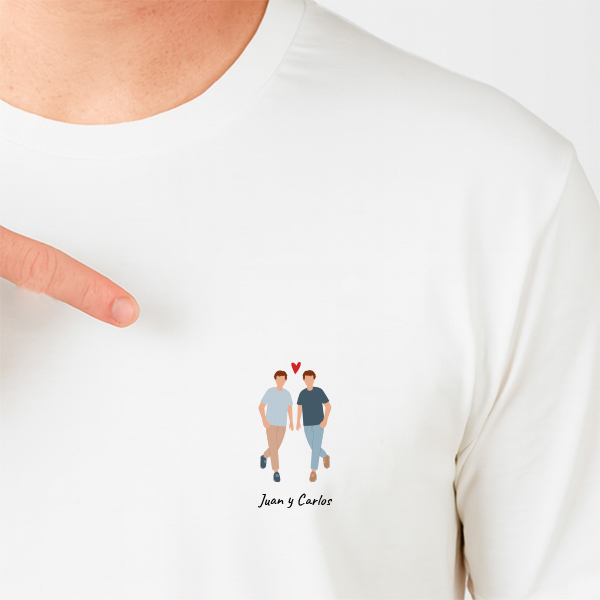 T-shirt avec illustration de couple et prénoms personnalisés