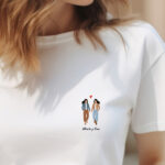 Vignette de T-shirt avec illustration de couple et prénoms personnalisés