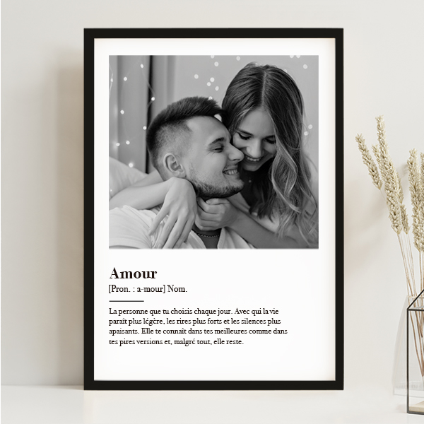 Poster signification de l’amour avec photo et texte personnalisés
