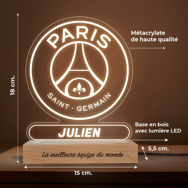 Lampe avec Écusson Paris Saint-Germain (PSG) personnalisée