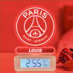 Vignette de Réveil avec Lumière et Écusson Paris Saint-Germain (PSG) personnalisé