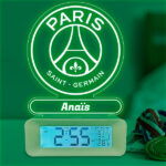 Vignette de Réveil avec Lumière et Écusson Paris Saint-Germain (PSG) personnalisé