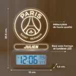 Vignette de Réveil avec Lumière et Écusson Paris Saint-Germain (PSG) personnalisé