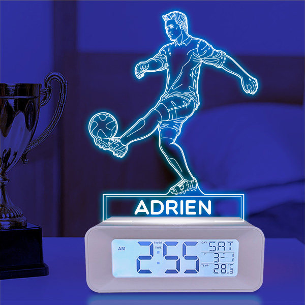 Réveil lumineux Joueur de Football personnalisé