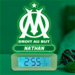 Vignette de Réveil avec Lumière et Écusson Olympique de Marseille (OM) personnalisé