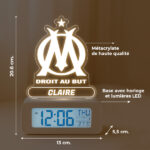 Vignette de Réveil avec Lumière et Écusson Olympique de Marseille (OM) personnalisé