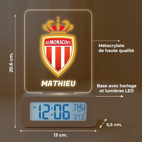 Réveil lumineux avec votre blason personnalisé
