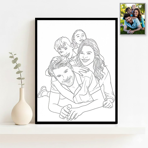 Poster avec Illustration Linéaire Personnalisée à partir d’une Photo