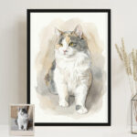 Vignette de Poster avec Illustration Aquarelle Personnalisée de Votre Animal