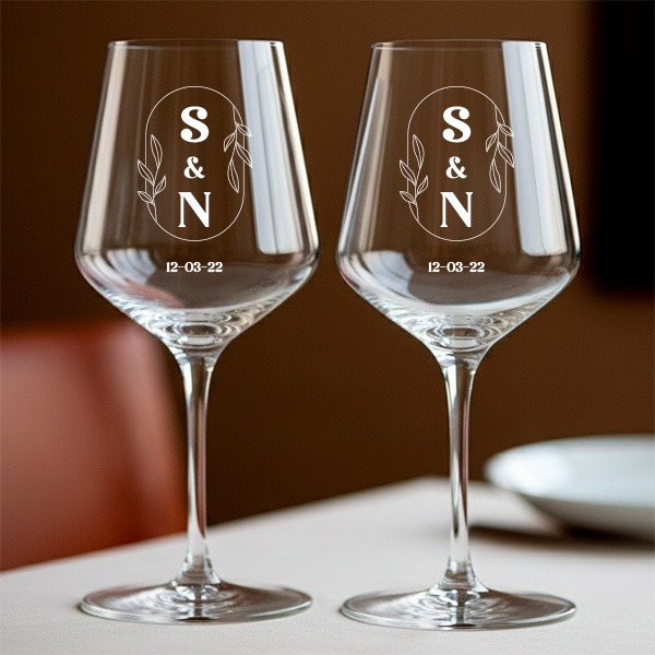 Lot de 2 verres personnalisés avec initiales et date