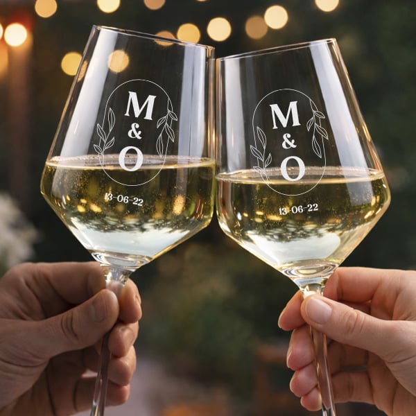 Lot de 2 verres personnalisés avec initiales et date