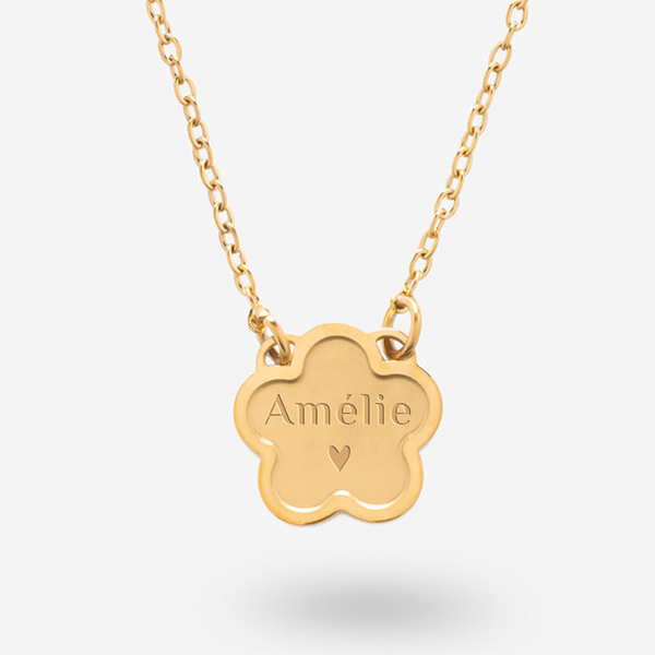 Collier Fleur avec Nom personnalisé
