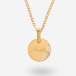 Vignette de Collier rond avec brillants latéraux et texte personnalisé