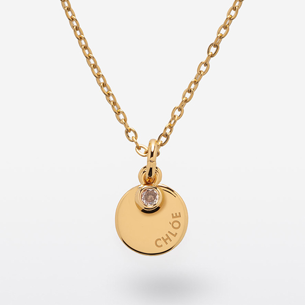Collier rond avec strass et texte personnalisé