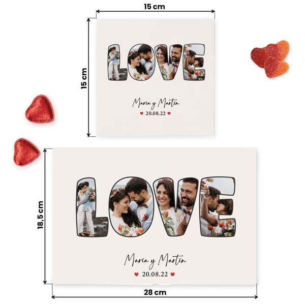 Boîte de Bonbons Love personnalisée avec Photo et Prénom
