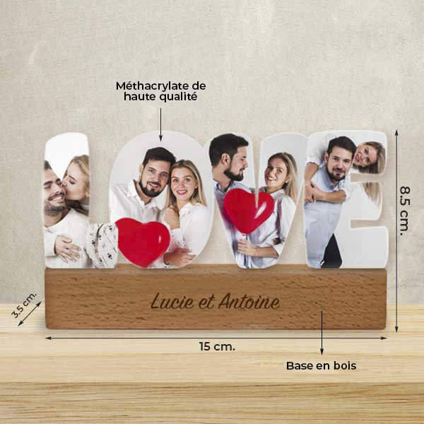 Plaque LOVE personnalisée avec photos et texte