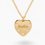 Vignette de Collier Cœur avec Strass et Texte personnalisé