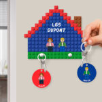 Vignette de Porte-clés mural Maison Lego avec Texte personnalisé