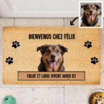 Vignette de Paillasson Bienvenue à la maison avec nom de l’animal de compagnie personnalisé