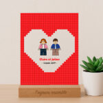 Plaque ou Lampe Design Cœur Rouge avec Noms, Texte et Legos personnalisés Vignette de Plaque ou Lampe Design Cœur Rouge avec Noms, Texte et Legos personnalisés