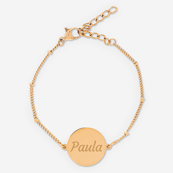Bracelet Femme avec Pendentif Rond et Texte personnalisé