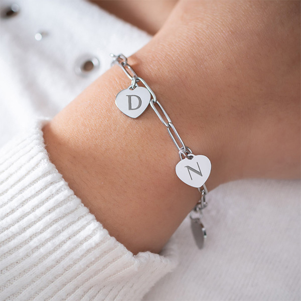 Bracelet Femme avec Pendentifs Cœur personnalisés