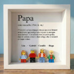 Vignette de Cadre avec minifigurines type Lego Définition de Papa et Prénoms Personnalisés