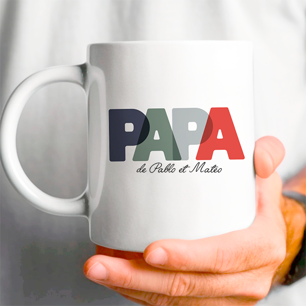 Tasse Papa Lettres Colorées avec Prénoms personnalisée