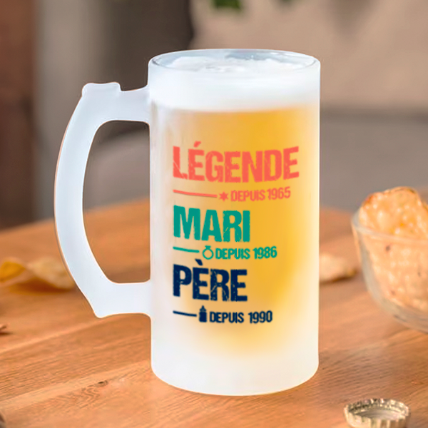 Chope de Bière Légende personnalisée