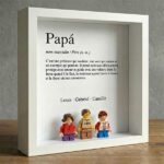 Vignette de Cadre avec minifigurines type Lego Définition de Papa et Prénoms Personnalisés