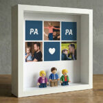 Vignette de Cadre avec minifigurines type Lego Papa avec Cœur et Photos Personnalisées