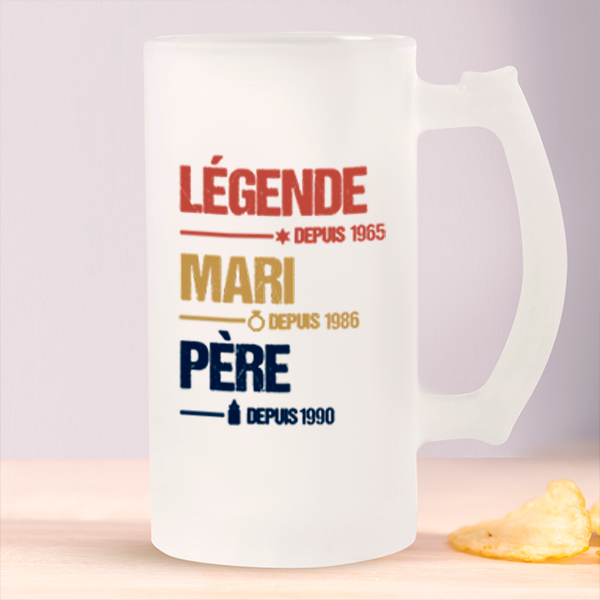 Chope de Bière Légende personnalisée