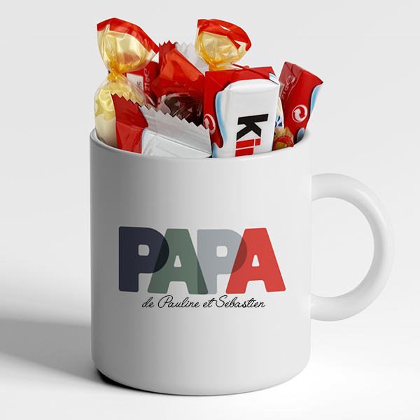 Tasse Papa Lettres Colorées avec Prénoms personnalisée