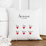 Vignette de Coussin avec cœurs, textes et noms personnalisés