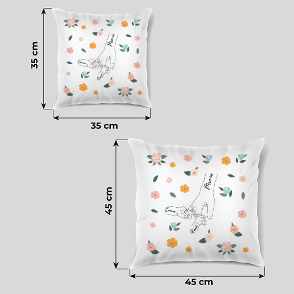 Coussin Mamie Mains Unies avec Prénoms Personnalisés